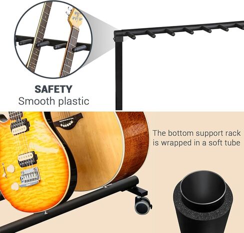 TEQIN Multi Guitar Stand Rack, Guitar Stand for Multiple Guitars with Wheels, Heavy-Duty Foldable Multiple Guitar Rack for Acoustic Electric Bass, Portable for Home Studio Stage in Kuwait