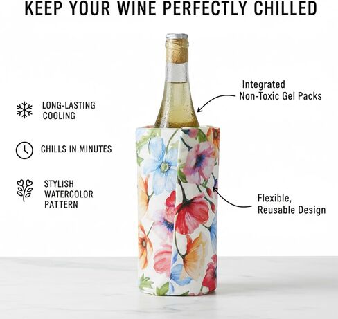 Wine Bottle Cooler Sleeve, Insulated Wine Chiller Sleeve 2-Pack Reusable Drink Chiller for White Wine, Champagne, Water Bottles & More in Saudi Arabia