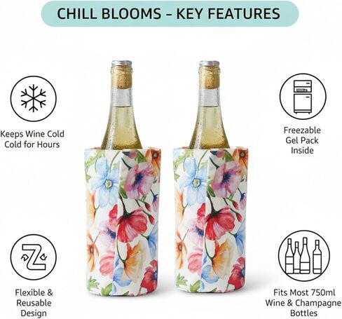 Wine Bottle Cooler Sleeve, Insulated Wine Chiller Sleeve 2-Pack Reusable Drink Chiller for White Wine, Champagne, Water Bottles & More in Saudi Arabia