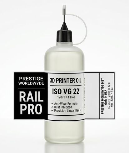 3D Printer Oil, Prestige Rail Pro 3D Printer Oil – ISO VG 22 Linear Rail Lubricant, 30ml Needle Tip Bottle – Compatible with Bambu Lab, Creality, Prusa, Voron & CNC – Anti‑Wear, Made in USA in Saudi Arabia