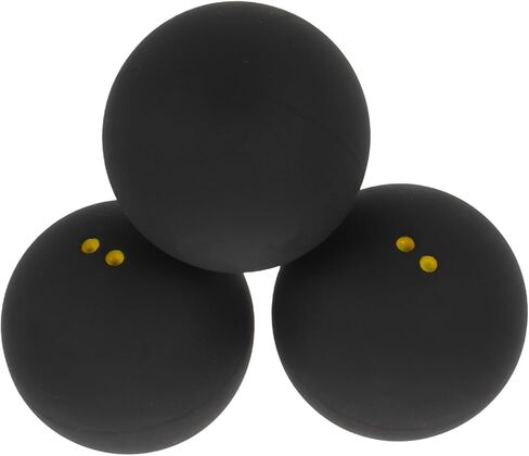 Housoutil 3pcs Double Yellow Dot Squash Balls Professional Rubber Practice Balls 38-40mm for Beginner Competition Training and Indoor Racket Sports in Kuwait