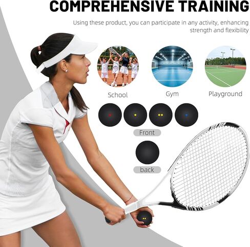 DECHOUS 4Pcs High Bounce Squash Balls for Indoor Outdoor Racket Sports, Set of 4 Rubber Balls Training Practice Equipment in Kuwait