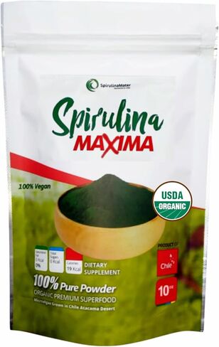 Spirulina Powder, USDA Organic Produced in The Atacama Desert - Rich in Nutrients, Enhances Your Body Defenses, Aids with Digestive Wellness & Stay Energized - 10 oz in Kuwait