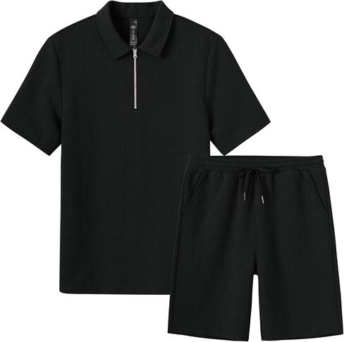 MoFiz Mens Sweat Suits Set Tracksuit 2 Piece Outfits Short Sleeve Casual Sweatshirt & Loose Jogging Shorts in Saudi Arabia