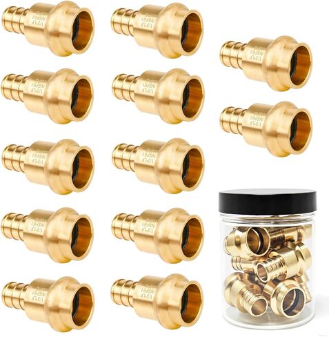 12 حزمة 1/2" ProPress x 1/2" PEX تجهيزات نحاسية مجعدة - محول أنابيب نحاس خالي من الرصاص للسباكة، تجهيزات ضغط احترافية 1/2 بوصة، تركيبات ضغط وتجعيد Pex in Kuwait