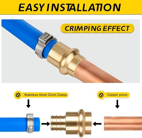12 حزمة 1/2" ProPress x 1/2" PEX تجهيزات نحاسية مجعدة - محول أنابيب نحاس خالي من الرصاص للسباكة، تجهيزات ضغط احترافية 1/2 بوصة، تركيبات ضغط وتجعيد Pex in Kuwait