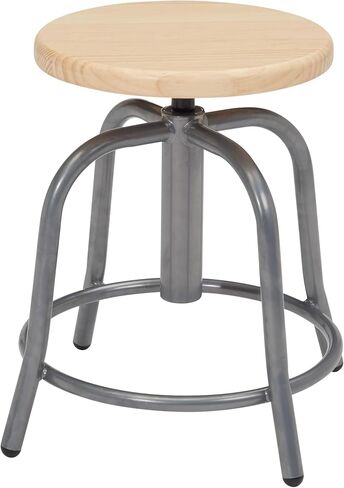 Pemberly Row 19-25" Height Adjustable Swivel Wood Stool in Black/Oak in Saudi Arabia