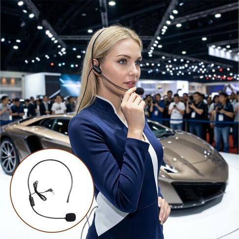 قطعتان من ميكروفون الأذن بذراع سلكي مرن لمضخم الصوت، استبدال سماعة مضخم الصوت، ميكروفون بذراع قابل للتعديل، متوافق مع 3.5 مم/2 دبوس، صوت واضح للغناء والتحدث in Saudi Arabia