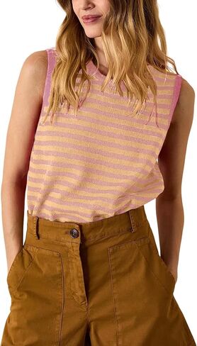 Hongsui Women's Striped Color Block Sweater Vest Ribbed Knit Tank Tops Oversized Crewneck Pullover in Saudi Arabia