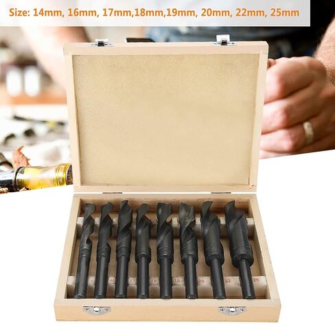 مجموعة لقم مثقاب HSS مكونة من 8 قطع مقاس 14-25 مم لقم ثقب ملتوية مع علبة خشبية لحفر الفولاذ والنحاس والفولاذ المقاوم للصدأ والحديد والألومنيوم والخشب والمعادن والرخام in Saudi Arabia