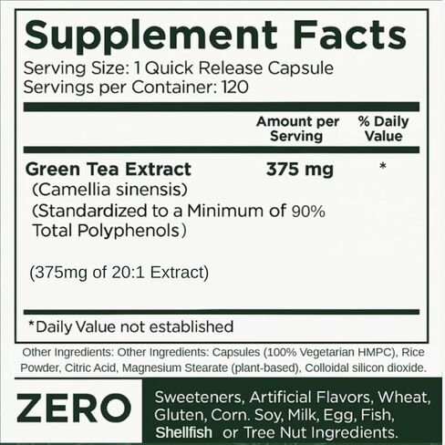 Agami Green Tea Capsules | 4 Month Supply | Energy & Metabolism Support | 20:1 Extract - 120 Capsules in Saudi Arabia
