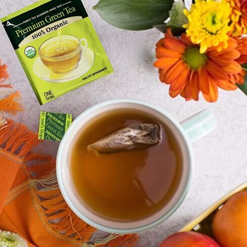 الشاي الأخضر العضوي الفاخر Bigeloww عدد 140، أكياس شاي مغلفة بشكل فردي - لتعزيز الصحة اليومية ومضادات الأكسدة - معبأة للنضارة in Kuwait