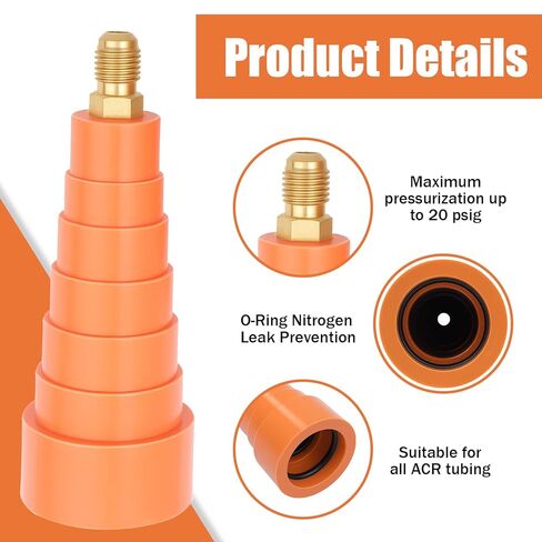 Nitrogen Purge Boot for OD 3/8, 1/2, 5/8, 3/4, 7/8, and 1-1/8 inch Coolants, Oils & Flushing Agents ACR Tubing - 2 PCS in Kuwait