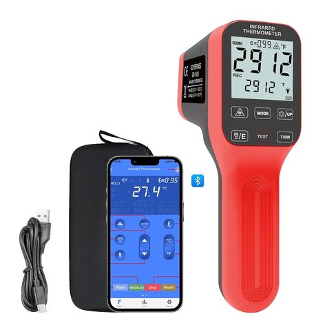 -58°F to 2912°F High Temp Infrared Thermometer Gun DS=30:1,Industrial Infrared Thermometer with Bluetooth USB Rechargeable,Adjustable Emissivity, for Kiln, Forge,HVAC in Kuwait