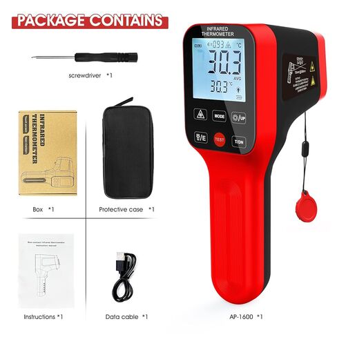 -58°F to 2912°F High Temp Infrared Thermometer Gun DS=30:1,Industrial Infrared Thermometer with Bluetooth USB Rechargeable,Adjustable Emissivity, for Kiln, Forge,HVAC in Kuwait