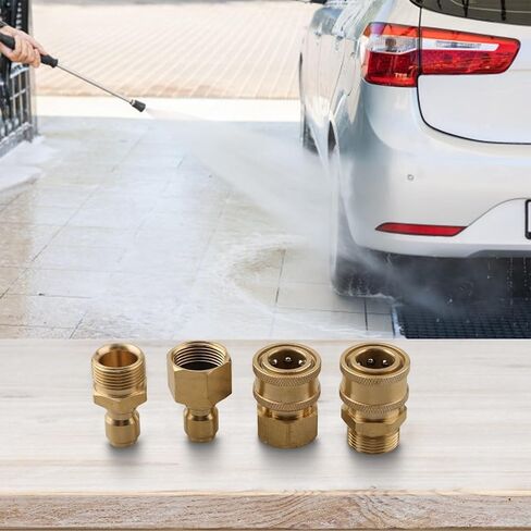 High-Pressure Water Gun Quick Coupling M22-15, Car Wash Machine Water Hose Cleaning Machine Adapter, Brass M22-15Mm Male and Female Connector, 3/8, 4Pcs in Saudi Arabia