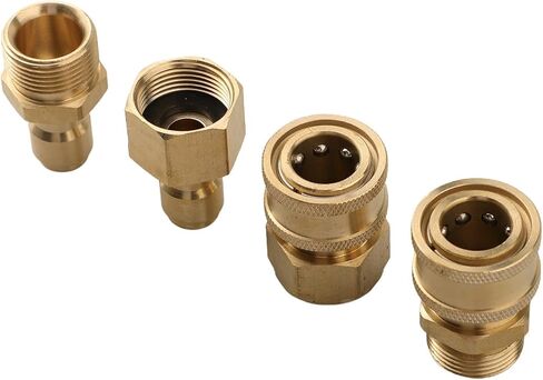 High-Pressure Water Gun Quick Coupling M22-15, Car Wash Machine Water Hose Cleaning Machine Adapter, Brass M22-15Mm Male and Female Connector, 3/8, 4Pcs in Saudi Arabia