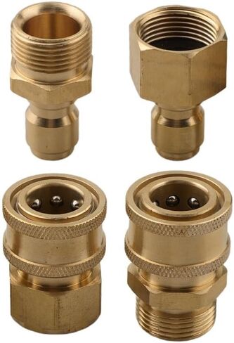 High-Pressure Water Gun Quick Coupling M22-15, Car Wash Machine Water Hose Cleaning Machine Adapter, Brass M22-15Mm Male and Female Connector, 3/8, 4Pcs in Saudi Arabia