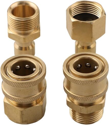 High-Pressure Water Gun Quick Coupling M22-15, Car Wash Machine Water Hose Cleaning Machine Adapter, Brass M22-15Mm Male and Female Connector, 3/8, 4Pcs in Saudi Arabia