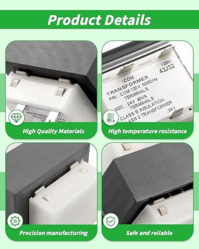 محول فرن HVAC 42J32 يناسب محول فرن Lennox، الأساسي 120 فولت تيار متردد، ثانوي 24 فولت تيار متردد، مصهر 40 فولت أمبير (جانب الخط) in Kuwait