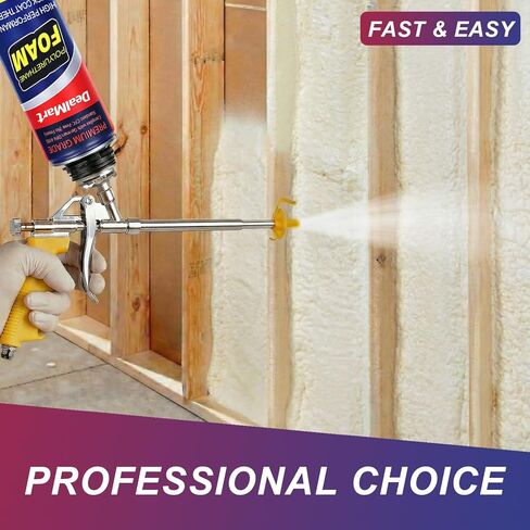 Spray Foam Insulation Kit - Closed Cell Wide DIY Spray Foam, Thermal & Soundproofing, Includes Spray Gun & Cleaning Agent, for Garage Doors, Attics & Walls, 26.5oz 24 Pack in Saudi Arabia