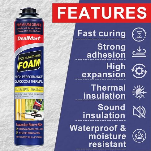 Spray Foam Insulation Kit - Closed Cell Wide DIY Spray Foam, Thermal & Soundproofing, Includes Spray Gun & Cleaning Agent, for Garage Doors, Attics & Walls, 26.5oz 24 Pack in Saudi Arabia
