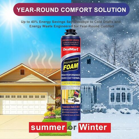 Spray Foam Insulation Kit - Closed Cell Wide DIY Spray Foam, Thermal & Soundproofing, Includes Spray Gun & Cleaning Agent, for Garage Doors, Attics & Walls, 26.5oz 24 Pack in Saudi Arabia