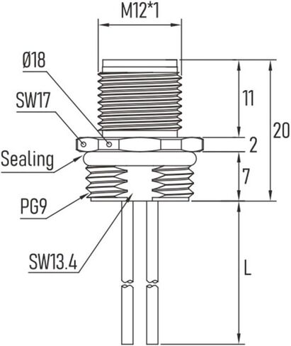 M12 sensor connector B-Code 5 pin board end front lock with line type aviation in Kuwait