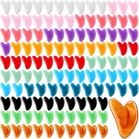 120 Pcs Gua Sha Facial Tools Bulk Resin Gua Sha Massage Tool Heart Shaped Guasha Stone Board for Woman Face Acupuncture, Jawline Sculpting, Puffiness Reducing, Skin Care Gift, 12 Colors in Saudi Arabia