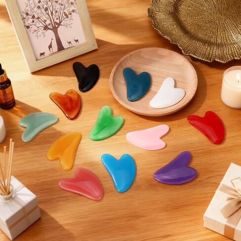 120 Pcs Gua Sha Facial Tools Bulk Resin Gua Sha Massage Tool Heart Shaped Guasha Stone Board for Woman Face Acupuncture, Jawline Sculpting, Puffiness Reducing, Skin Care Gift, 12 Colors in Saudi Arabia