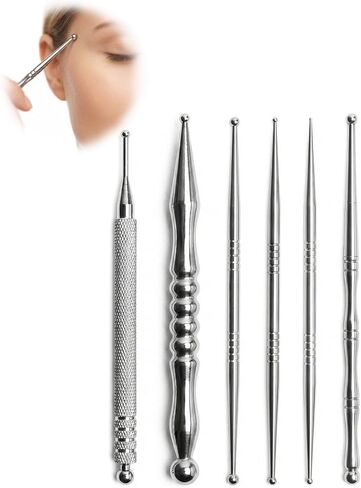 Acupuncture Pen, 6 Pieces Stainless Steel Acupressure Pen for Ear, Face & Body Acupressure, Trigger Point Deep Tissue Massager Tool in Kuwait