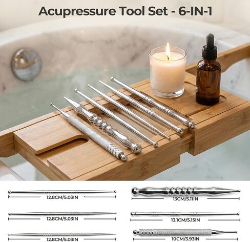 Acupuncture Pen, 6 Pieces Stainless Steel Acupressure Pen for Ear, Face & Body Acupressure, Trigger Point Deep Tissue Massager Tool in Kuwait