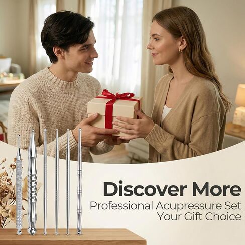 Acupuncture Pen, 6 Pieces Stainless Steel Acupressure Pen for Ear, Face & Body Acupressure, Trigger Point Deep Tissue Massager Tool in Kuwait