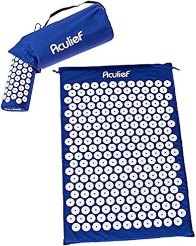 Aculief - حصيرة ووسادة الضغط الإبري - مجموعة حصيرة التدليك - تخفيف التوتر والألم والاسترخاء للاستخدام الكامل للجسم - في المنزل وأثناء التنقل - 7000 نقطة ضغط إبري (أزرق داكن) in Saudi Arabia