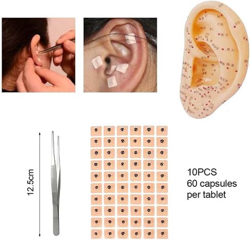 Ear Seeds,600 Counts Ear Seeds Acupuncture Kit,Ear Seeding,Ear Seeds Auricular Sticker Kit,Disposable Ear Press Seeds,Multi-Condition Ear Acupressure Kit,with Tweezer in Saudi Arabia