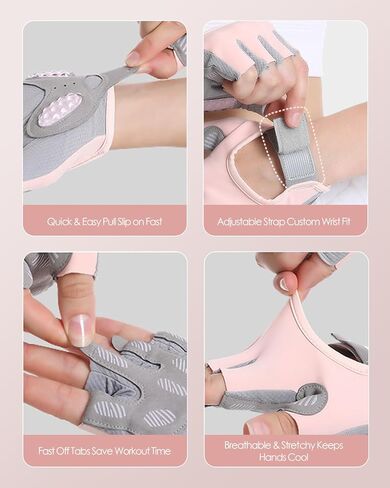 قفازات التمرين للرجال والنساء - قفازات الصالة الرياضية بدون أصابع لرفع الأثقال، وتمارين كروس فيت، واللياقة البدنية، والتمرين والتدريب مع نقاط قبضة سيليكون للإمساك الآمن وحماية حشوة راحة اليد in Kuwait