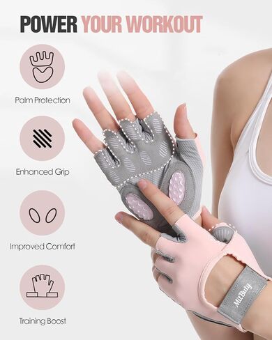 قفازات التمرين للرجال والنساء - قفازات الصالة الرياضية بدون أصابع لرفع الأثقال، وتمارين كروس فيت، واللياقة البدنية، والتمرين والتدريب مع نقاط قبضة سيليكون للإمساك الآمن وحماية حشوة راحة اليد in Kuwait