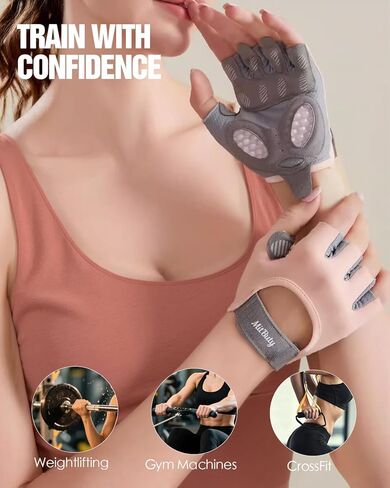 قفازات التمرين للرجال والنساء - قفازات الصالة الرياضية بدون أصابع لرفع الأثقال، وتمارين كروس فيت، واللياقة البدنية، والتمرين والتدريب مع نقاط قبضة سيليكون للإمساك الآمن وحماية حشوة راحة اليد in Kuwait