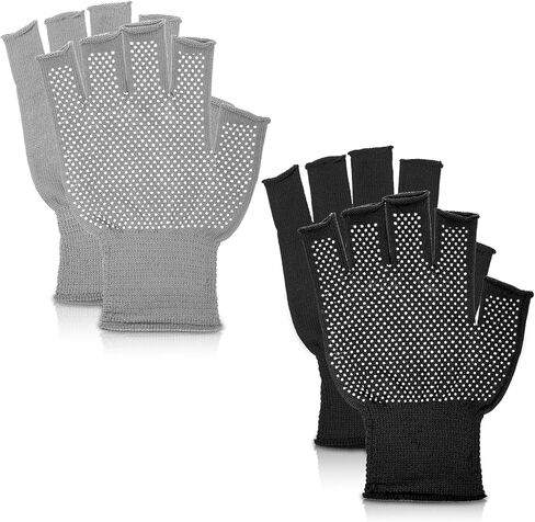 2 Pairs Fingerless Workout Gloves for Men Women Anti-Slip Gym Glove for Exercise Half-Finger Glove for Driving Sports Cycling Working Training Motorcycle, Black Grey in Saudi Arabia