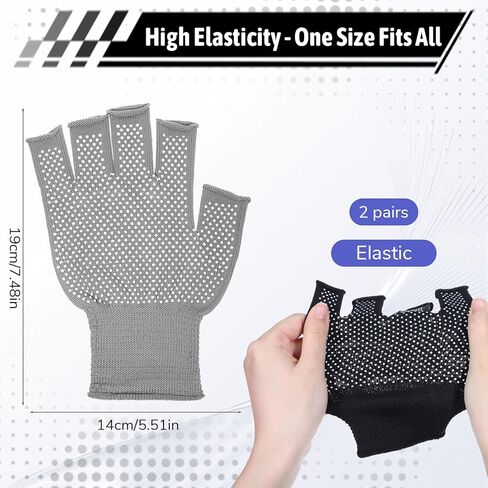 2 Pairs Fingerless Workout Gloves for Men Women Anti-Slip Gym Glove for Exercise Half-Finger Glove for Driving Sports Cycling Working Training Motorcycle, Black Grey in Saudi Arabia