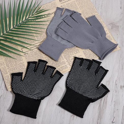 2 Pairs Fingerless Workout Gloves for Men Women Anti-Slip Gym Glove for Exercise Half-Finger Glove for Driving Sports Cycling Working Training Motorcycle, Black Grey in Saudi Arabia