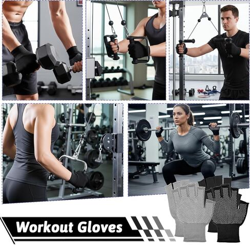 2 Pairs Fingerless Workout Gloves for Men Women Anti-Slip Gym Glove for Exercise Half-Finger Glove for Driving Sports Cycling Working Training Motorcycle, Black Grey in Saudi Arabia