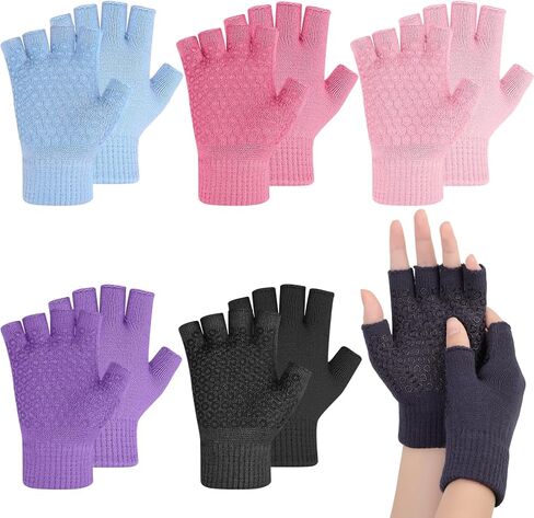 6 Pairs Non Slip Yoga Gloves for Women Fingerless Pilates Gloves for Gym Exercise Fitness Workout in Saudi Arabia
