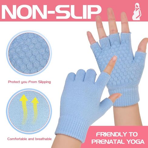 6 Pairs Non Slip Yoga Gloves for Women Fingerless Pilates Gloves for Gym Exercise Fitness Workout in Saudi Arabia