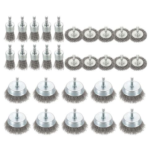 DTGN 36 Pcs Wire Wheel Cup Pen Brush Set for Drill, 1/4 Inch Hex Shank,1-3" in Saudi Arabia