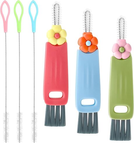 3 in 1 Straw and Cup Lid Cleaning Brush Set – Multifunctional Water Bottle Cleaner Kit for Straws, Spout Lids & Travel Mugs, Deep Clean Baby Sippy Cups & Coffee Mugs in Kuwait