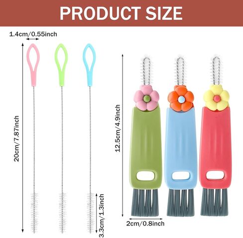 3 in 1 Straw and Cup Lid Cleaning Brush Set – Multifunctional Water Bottle Cleaner Kit for Straws, Spout Lids & Travel Mugs, Deep Clean Baby Sippy Cups & Coffee Mugs in Kuwait