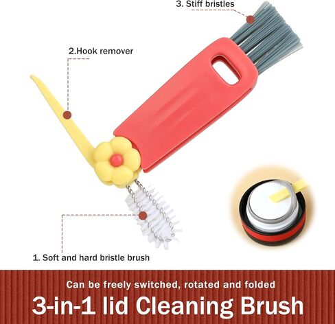 3 in 1 Straw and Cup Lid Cleaning Brush Set – Multifunctional Water Bottle Cleaner Kit for Straws, Spout Lids & Travel Mugs, Deep Clean Baby Sippy Cups & Coffee Mugs in Kuwait