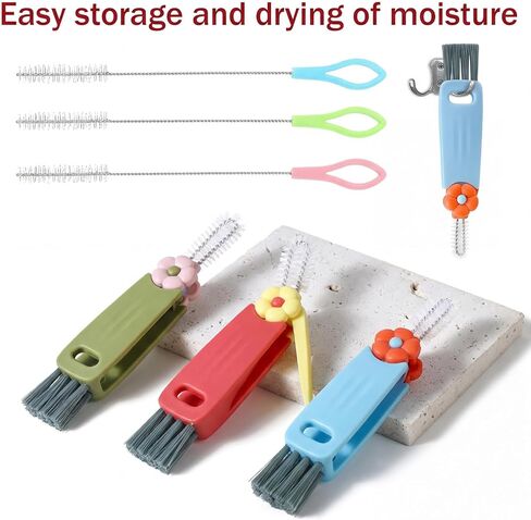 3 in 1 Straw and Cup Lid Cleaning Brush Set – Multifunctional Water Bottle Cleaner Kit for Straws, Spout Lids & Travel Mugs, Deep Clean Baby Sippy Cups & Coffee Mugs in Kuwait