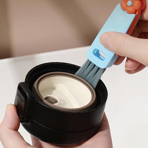 3-in-1 Petal Cup Lid Cleaning Brush - Multi-Functional Gutter Cleaner, Portable Bottle & Cup Mouth Groove Brush, No Power Required, for Home & Outdoor Use in Saudi Arabia